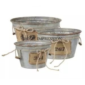 Maceta galvanizada hecha a mano para interiores y exteriores con soporte de metal para decoración del hogar y el jardín de The Quality Collection - Product Image 5