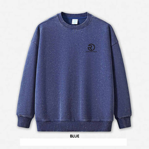 Sudadera de hombre pesado lavada con ácido, sudadera personalizada de marca de moda, estampado LAVADO DE Color sólido, estilo de cuello redondo frito salteado - Product Image 1