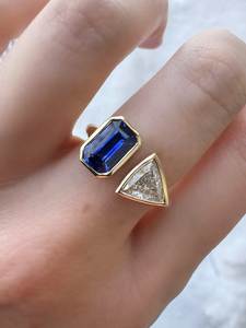 Elegant Sky Blue Pear Pink Emerald Lab Grown Diamond 925 <b>Silver</b> Women's <b>Statement</b> <b>Ring</b> IGI Certified Evening Events Wedding - Product Image 2