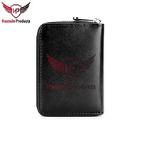 Dompet pria kulit asli desain kustom saku koin ritsleting, Logo kustom, dompet kualitas Premium untuk pria