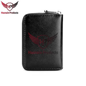 Monederos de hombre de piel auténtica con diseño personalizado y bolsillo para monedas con cremallera, logotipo personalizado, Cartera de calidad superior para hombre - Product Image 6