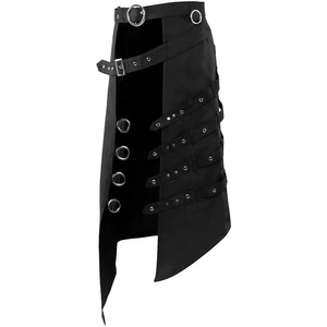 Cosplay Punk Falda plisada Cinturón de cuero gótico para hombre Medieval Roman Warrior Kilt Cadena de metal Asimetría Negro Disfraz de Halloween - Product Image 3