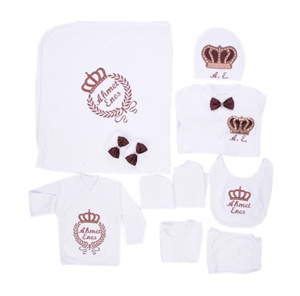 100% coton tissu tricoté en gros personnalisé 10 pièces rose bébé barboteuse ensemble bébé cadeau 10 pièces sortie d'hôpital pour nouveau-né - Product Image 1