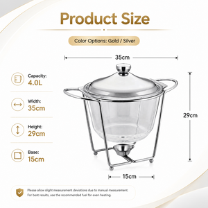 เครื่องอุ่นอาหารสแตนเลสคุณภาพสูง 4.0 ลิตร สำหรับ<span class=keywords><strong>โรงแรม</strong></span> บุฟเฟ่ต์ พร้อมเครื่องทำความร้อนแอลกอฮอล์ 85-100 องศาเซลเซียส ระบบฉีดไอน้ำ - Product Image 4