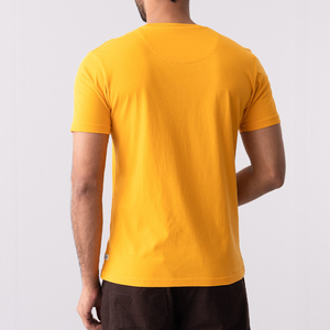 <b>Men's</b> 100% Cotton O-Neck Short Sleeve Basic Jersey Regular Fit Anti-Wrinkle <b>Yellow</b> T-<b>Shirt</b> for Streetwear Plain Solid Logo - Product Image 5