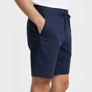 <b>Navy</b> Shade Casual <b>Shorts</b> 97% Cotton 3% Spandex Comfortable Garment Dyed Bottom Wear Mid Drawstring OEM Service Available 245 GSM - Product Image 3