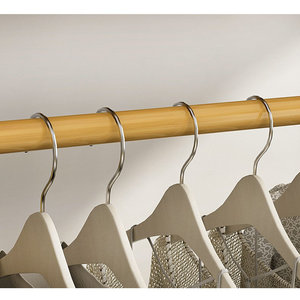 Deluxe Bamboo Freestanding Double Rod <b>Garment</b> Organizer Double Rod Clothing Shelf with Shelves - Product Image 2