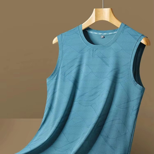 Débardeurs à col rond pour hommes sans manches T-Shirt vêtements de sport été nouveaux modèles mode respirant homme Fitness pull à séchage rapide - Product Image 3