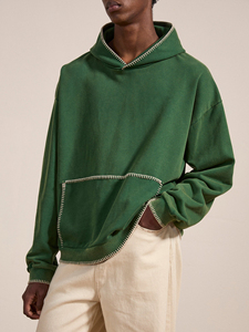 Sweat à capuche imprimé Streetwear personnalisé avec fermeture éclair Vintage double couche délavé à l'acide Sweats à capuche pour hommes - Product Image 2