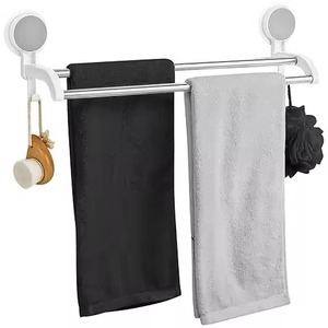 Premium 2-Tier Silver Finished Steel <b>Towel</b> Rod Convenient <b>Bathroom</b> Storage with Unique <b>Towel</b> Holding Bars and Stand - Product Image 6