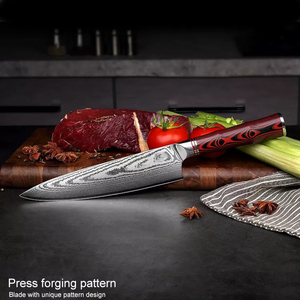 Venta al por mayor, pedidos a granel personalizados, servicio OEM ODM, cuchillo de Chef de acero de Damasco, mejor precio, cuchillo de Chef de cocina con mango de madera Pakka - Product Image 4