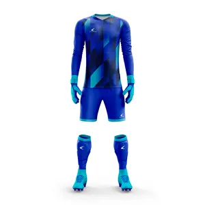 Snel Droog Bedrukt Voetbal Jersey Met Lange Mouwen Custom Design Polyester Keeper Uniform Set