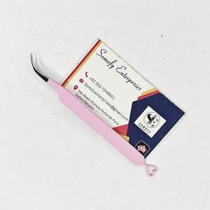 Pinzas para Pestañas de Acero Inoxidable Japonés Somofy Enterprises, Antimagnéticas, Antiestáticas, 10 mm, Color Rosa Bebé, Curvadas y Dentadas - Product Image 6