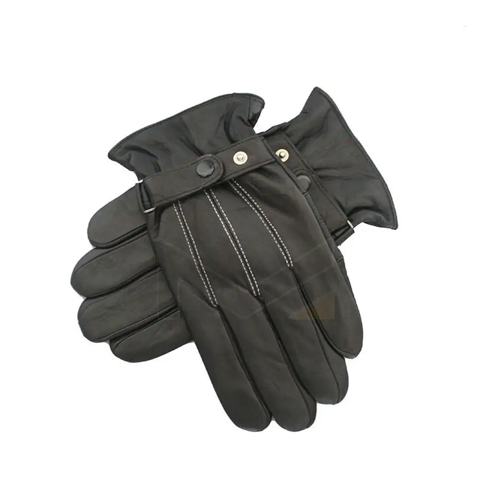 Женские теплые зимние черные перчатки из натуральной кожи, новые модные дизайнерские кожаные перчатки для дам