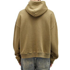 Sweat à capuche double personnalisé pour homme, patchwork, broderie vieillie, coupe carrée, court, oversize, en molleton uni, écologique, respirant, 100 % coton - Product Image 2