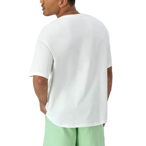 T-shirt à épaules tombantes avec délavage et texture d'inspiration vintage T-shirt à épaules tombantes de coupe décontractée avec logo imprimé - Product Image 4