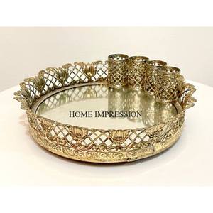 Hotels and Restaurants Kitchenware Table Centerpiece <b>Food</b> Items and Chocolates Serving Round Shape Mirror <b>Tray</b> in Lowest Price - Product Image 4