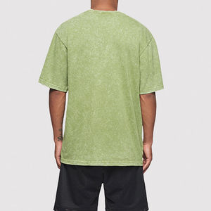 T-shirt délavé à l'acide pour hommes, logo personnalisé imprimé, épaule tombante, tissu worested de grande taille Service OEM disponible - Product Image 2