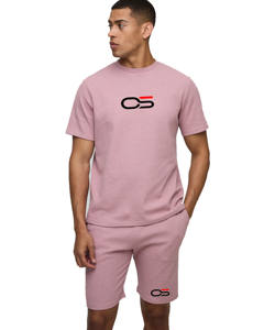 High Quality Men's Summer Waffle 2-Piece Short Set Custom Short Sleeve Breathable Cotton T-<b>Shirt</b> & Shorts Plus Size Streetwear - Product Image 3