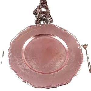 Assiette de présentation élégante de couleur argent, forme ronde, pour table de salle à manger, lot de 4, vaisselle et assiette - Product Image 5