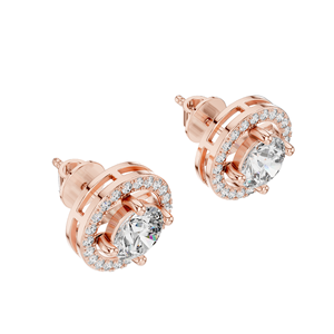 Boucles d'oreilles clous halo en diamant de laboratoire 2,53 CT, taille brillant rond VVS-VS EF CVD, or 18 carats, 14 carats, 10 carats et argent 925, rose, jaune - Product Image 4