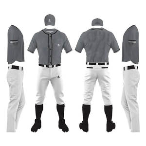 Gris et Blanc Vente en Gros Sportswear Softball Jersey pour Adultes Adolescents Meilleur Sublimé Baseball Jersey Ensemble Pas Cher Baseball Uniforme - Product Image 1