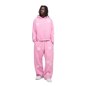 Survêtements de jogging chauds d'hiver, logo personnalisé, couleur rose, marque privée, survêtements de haute qualité, matériaux en coton, survêtements en molleton - Product Image 4