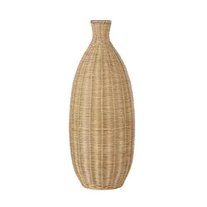 Wholesale Vintage Style Woven Rattan <b>Vase</b> Braided Rattan Flower <b>Vase</b> <b>Wicker</b> Rattan Decorative <b>Vase</b> for Home Decor - Product Image 1