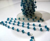 Blauer Topas Hydro-Quarz Rosenkranz-Kette Facettierte Rondell-Perlen 3mm Größe Perlenkette für Schmuckherstellung