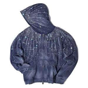 Sweat-shirts à capuche en coton 100% de haute qualité à étiquette privée, avec strass, couleurs et logo personnalisés, commandes en gros, écologiques et respirants - Product Image 1