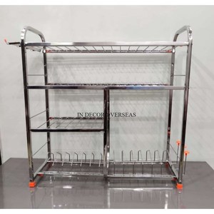 Multifunctional Finest Quality Stainless Steel Silver Shiny Polished <b>Kitchen</b> Gadgets And Other Items Storage <b>Rack</b> From India - Product Image 5