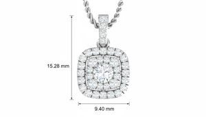 Modern Diamond Double Halo Square Pendant 18K Gold with Real Diamonds Women Luxury Fine Jewelry Unique Gift for Anniversary - Product Image 2