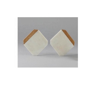 Ensemble de 4 sous-verres ronds uniques en marbre et bois pour café, boisson, thé, table de décoration moderne pour la maison - Product Image 6