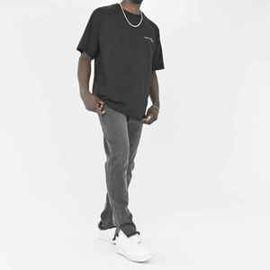 Pantalon en denim pour hommes avec logo personnalisé Jean skinny décontracté taille haute délavé avec décoration de poches - Product Image 3