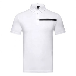 T-shirt polo à manches courtes de haute qualité Spandex Polyester tissu tricoté à col rond évacuant l'humidité - Product Image 2
