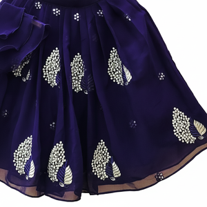 Shoryam Fashion Designer Blue Lehenga Choli Girls Floor-Length Party Wedding Ethnic Set Cultural Pattu Pavadai Embroidery - Product Image 3