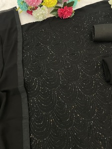 Georgette de renard lourd avec travail de séquence de broderie et costume de palazzo moins fantaisie - Product Image 3