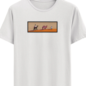Camiseta con Bordado Personalizado, Diseño de Escena de Camello del Desierto, Camiseta Extra Grande Unisex, Ropa de Calle Informal de Algodón de Alta Calidad, OEM ODM - Product Image 4