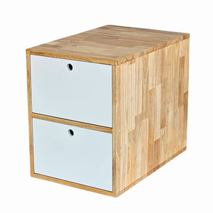 TCN68046 Personal Locker 2 Drawers 40x60x54cm Bamboo Rubber Wood <b>Functional</b> Foldable for Desktop Bathroom for <b>Shoes</b> Storage - Product Image 1