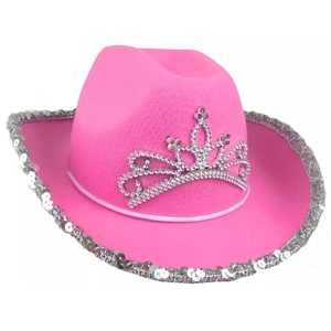Haiwin-Sombrero <span class=keywords><strong>de</strong></span> Cowboy rosa para mujer, gorra personalizada <span class=keywords><strong>de</strong></span> fiesta, Kiss Me, rosa, pluma esponjosa - Product Image 3