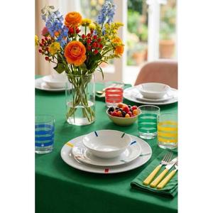 Be-Kct0017 Service de table en porcelaine rayé multicolore 18 pièces - MULTICOLORE - Product Image 1
