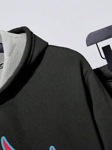 Ensemble survêtement unisexe décontracté en molleton respirant 2-en-1 avec capuche et pantalon, collection hiver 2025, 100 % polyester, taille élastique - Product Image 5