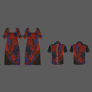 Vestido Elegante con Estampado Floral para Mujer y Camisas a Juego para Pareja, Conjunto Casual Polinesio para Pareja - Product Image 1