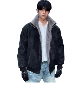 Veste en daim doublée de coton pour homme, coupe ample, style américain, col montant, fermeture éclair, coupe-vent et imperméable pour l'hiver – Vente en gros - Product Image 6