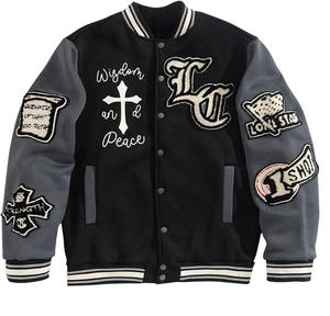 Solid Winter Warm <b>Men's</b> Embroidery Varsity <b>Jackets</b> Stand Collar Front Logo High Street Style Quick Dry Breathable Best Price - Product Image 1