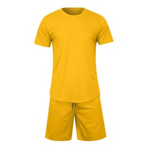 Conjunto de camiseta y pantalones cortos personalizados al por mayor de algodón transpirable, conjunto de dos piezas de verano para hombre a precio barato para hombre, conjunto corto para correr de 2 piezas para hombre - Product Image 6