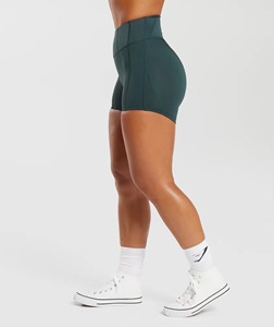 Shorts de sport pour femmes, couleur unie, respirants, lavés, taille haute, élastiques, style hip-hop - Product Image 1