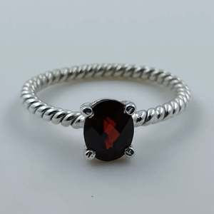Boho January Birthstone <b>Ring</b> Handmade 925 Sterling <b>Silver</b> with Oval Cut <b>Garnet</b> Perfect Birthday or Anniversary Gift for Her - Product Image 1