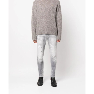 กางเกงยีนส์ขาเดฟสำหรับผู้ชายกางเกงยีนส์สีเทากางเกงยีนส์ขาดๆคุณภาพสูงแฟชั่นใหม่2025 - Product Image 2