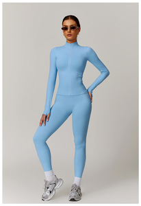 Custom 2 Pieces <b>Seamless</b> Long Sleeve <b>Top</b> Sports Jacket Gym Fitness Yoga <b>Set</b> Women Workout <b>Leggings</b> <b>Sets</b> for Women - Product Image 2